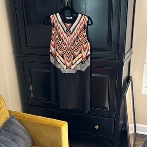 Zara Black and Orange Patterned Mini Dress
